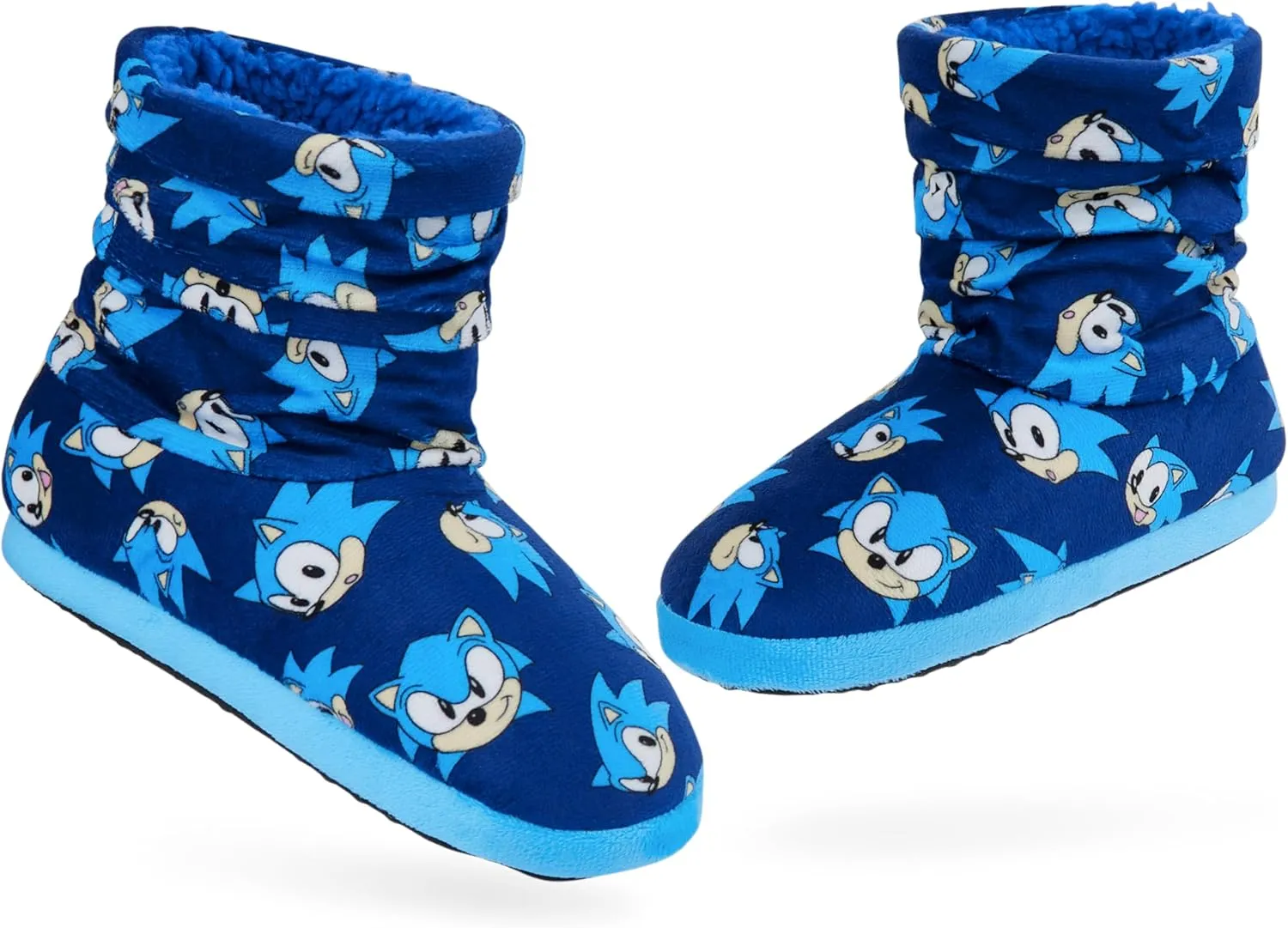 Sonic The Hedgehog Boys Slippers Plush Indoor House Shoes Warm Boot Slippers Kids Size 12-2 Non Slip Sole Boys Gifts (Blue, 13.5/1)