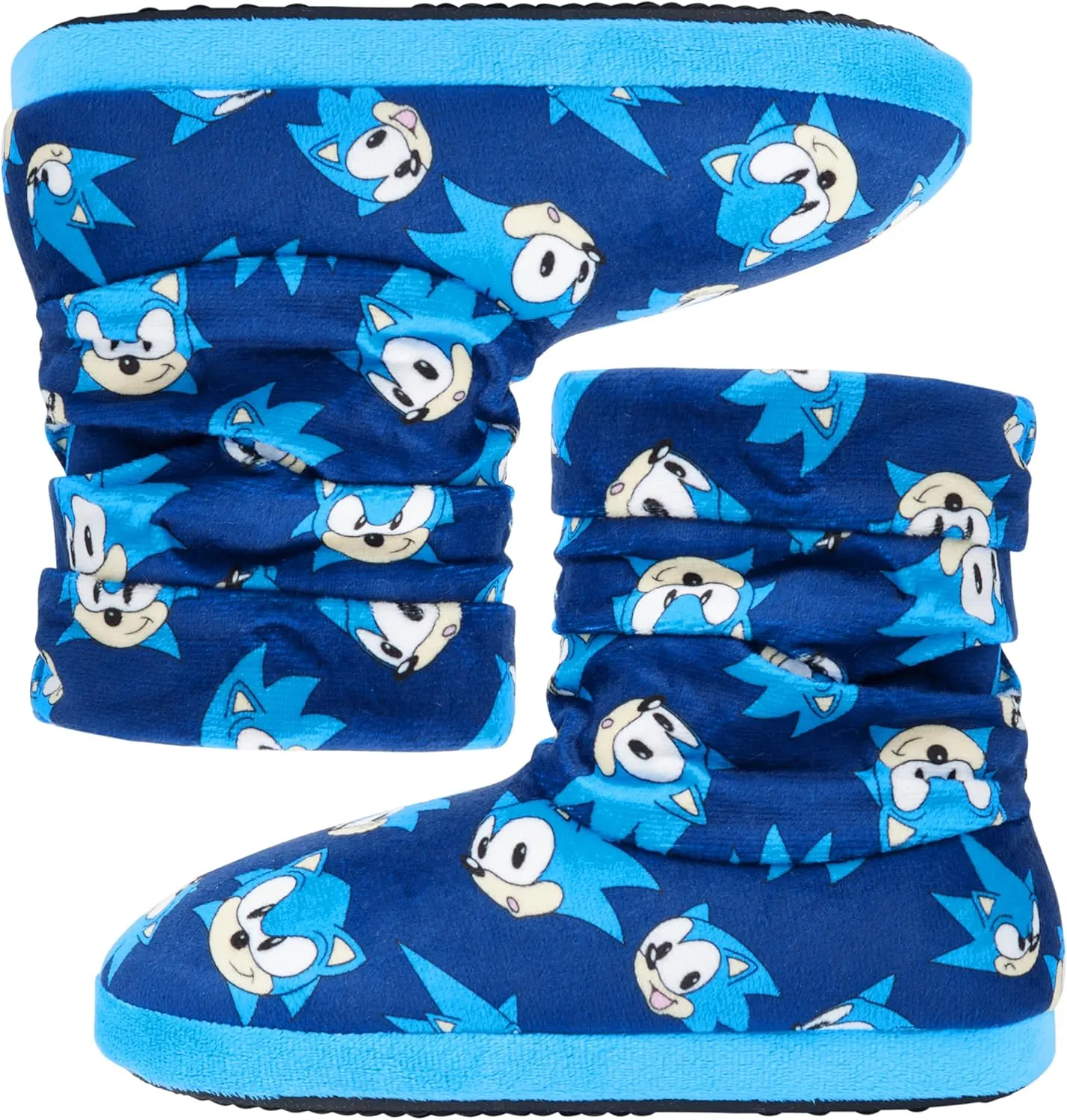 Sonic The Hedgehog Boys Slippers Plush Indoor House Shoes Warm Boot Slippers Kids Size 12-2 Non Slip Sole Boys Gifts (Blue, 13.5/1)
