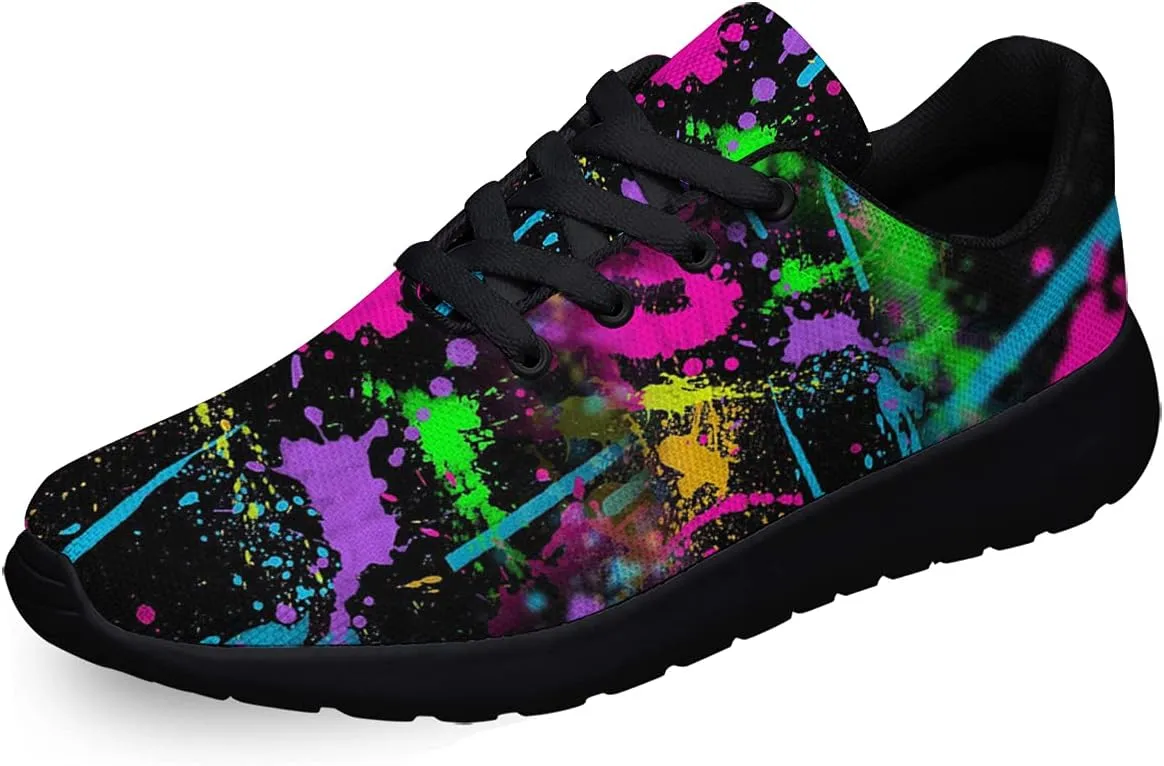 Sonzj-II Women Men Tennis Shoes,Athletic Fashion Neon Splatters with Paint Cool Sneaker for Girl,Boy,Gym,Walking,Hiking,Jogging,Running,Travel and More