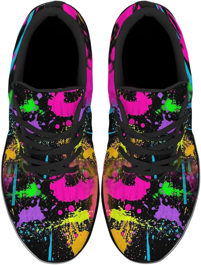 Sonzj-II Women Men Tennis Shoes,Athletic Fashion Neon Splatters with Paint Cool Sneaker for Girl,Boy,Gym,Walking,Hiking,Jogging,Running,Travel and More