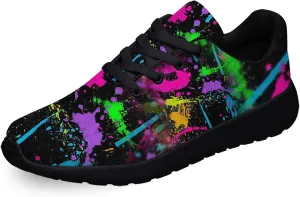Sonzj-II Women Men Tennis Shoes,Athletic Fashion Neon Splatters with Paint Cool Sneaker for Girl,Boy,Gym,Walking,Hiking,Jogging,Running,Travel and More