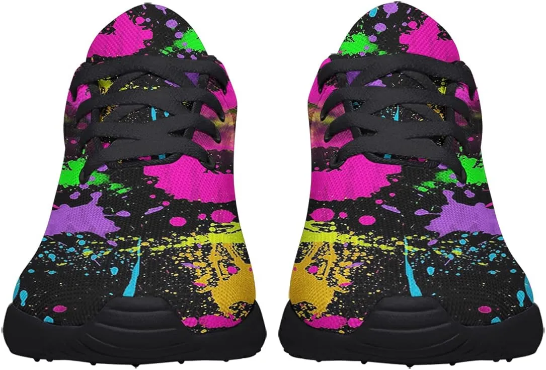 Sonzj-II Women Men Tennis Shoes,Athletic Fashion Neon Splatters with Paint Cool Sneaker for Girl,Boy,Gym,Walking,Hiking,Jogging,Running,Travel and More