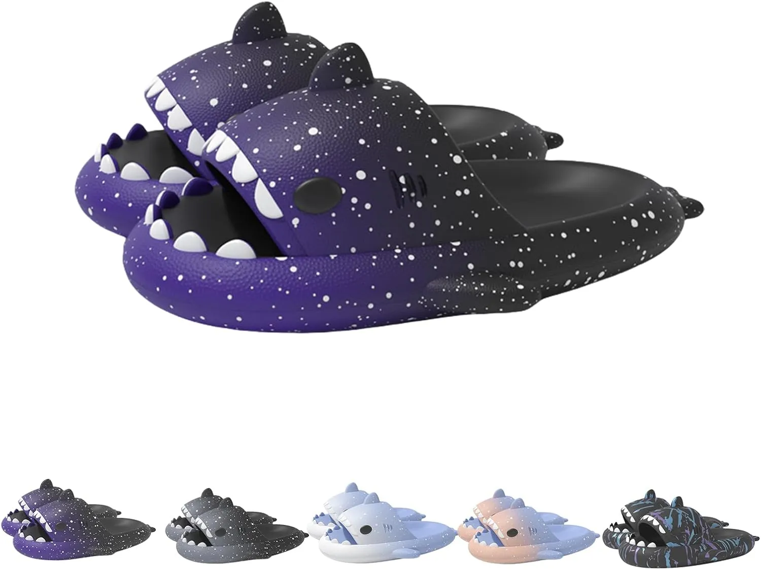 Spotted Starlight Shark Slides,Starry Sky Cloud Anti-Slip Quick Drying, Gradient Cloud Shark Slippers Unisex