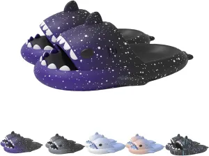 Spotted Starlight Shark Slides,Starry Sky Cloud Anti-Slip Quick Drying, Gradient Cloud Shark Slippers Unisex