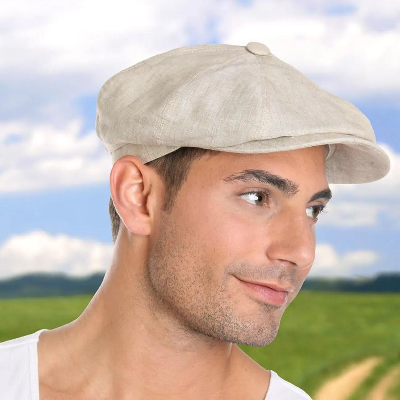 Stetson Hatteras Linen Newsboy Cap Women/Men | Made in The EU