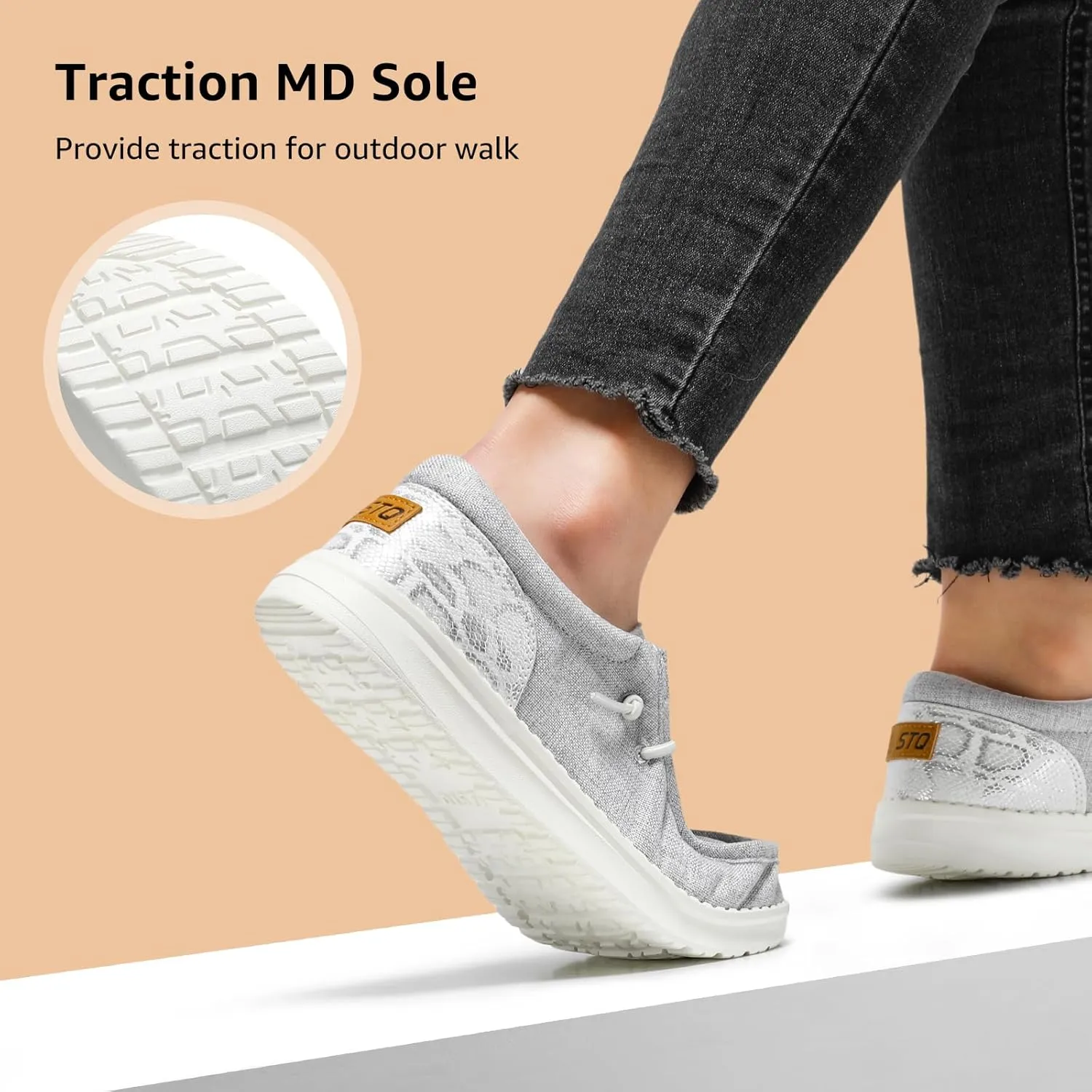 STQ Women's Orthopedic Loafers丨Lightweight Casual Boat Shoes for Plantar Fasciitis
