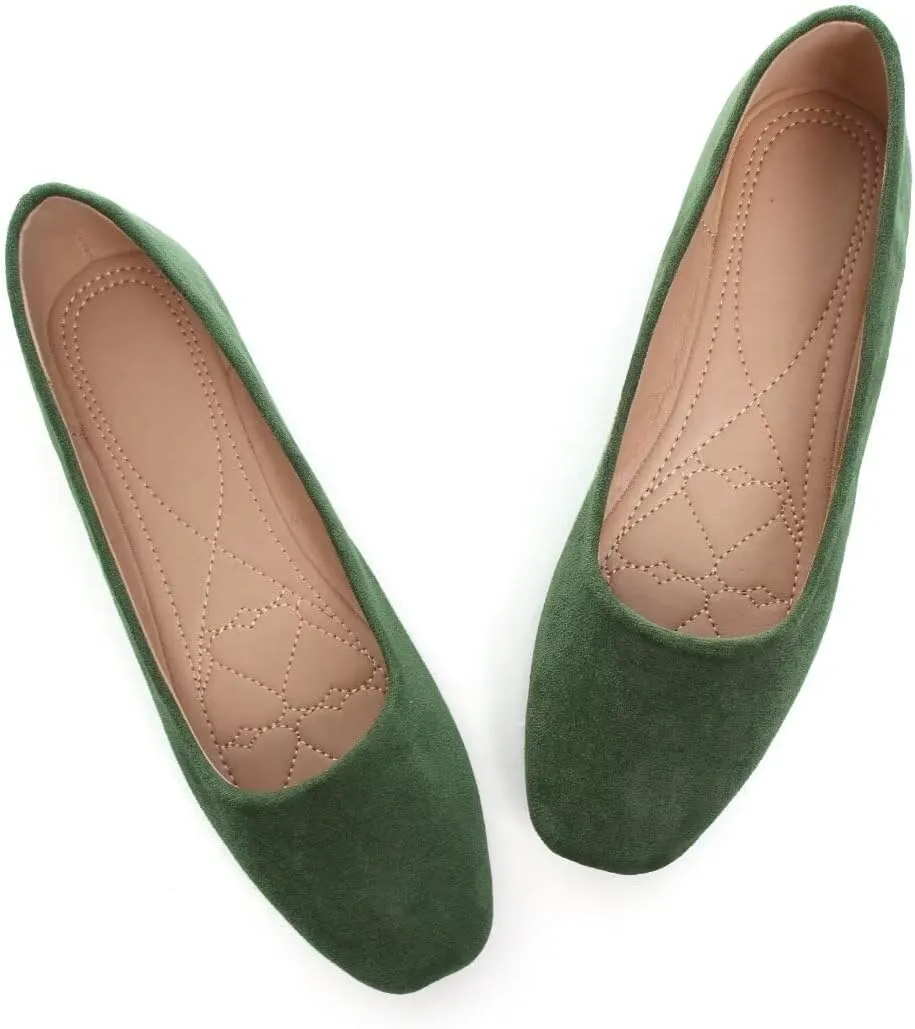 Stunner Women's Comfortable Slip On Ballet Shoes Square Toe Dress Flats Soft Walking Flats