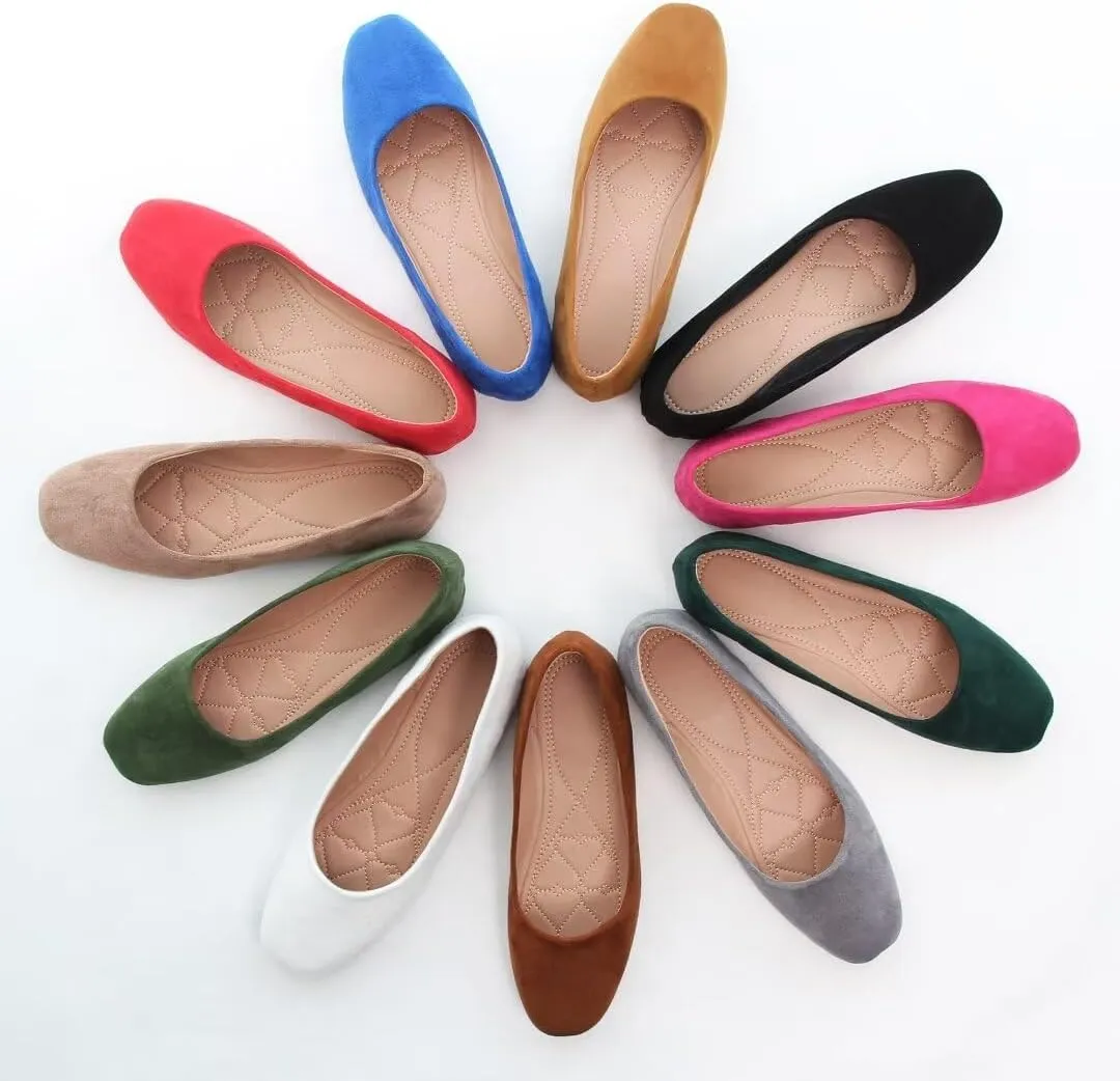 Stunner Women's Comfortable Slip On Ballet Shoes Square Toe Dress Flats Soft Walking Flats