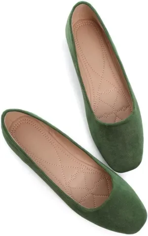 Stunner Women's Comfortable Slip On Ballet Shoes Square Toe Dress Flats Soft Walking Flats