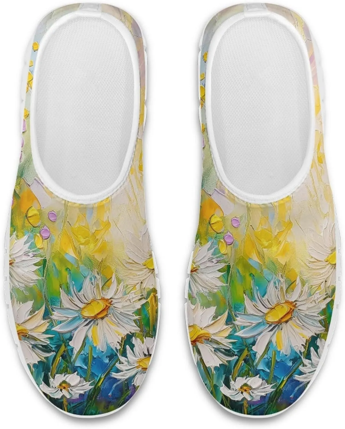 Stylish Print Women's Slip on Walking Shoes Low-Top Mesh Flat Sneaker Shoes Size 5-10.5