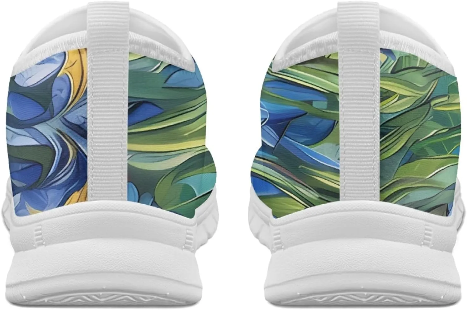 Stylish Print Women's Slip on Walking Shoes Low-Top Mesh Flat Sneaker Shoes Size 5-10.5
