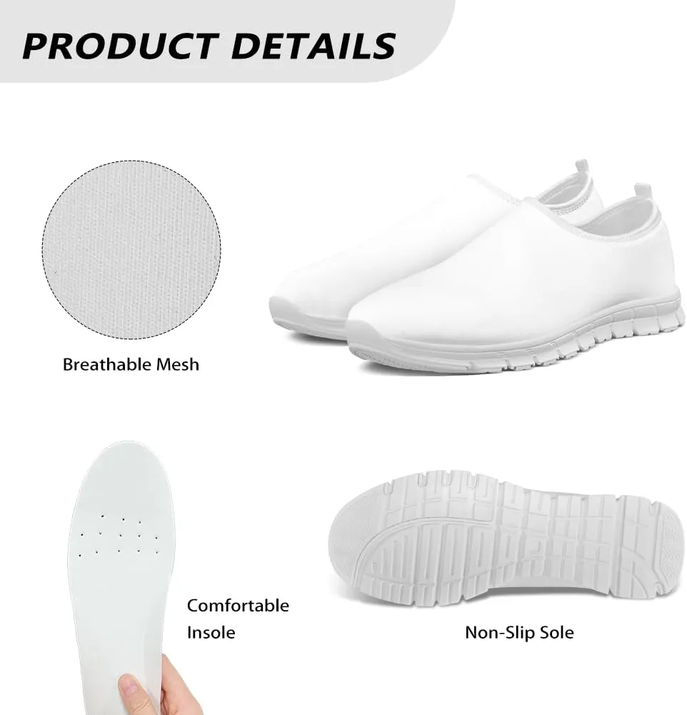 Stylish Print Women's Slip on Walking Shoes Low-Top Mesh Flat Sneaker Shoes Size 5-10.5