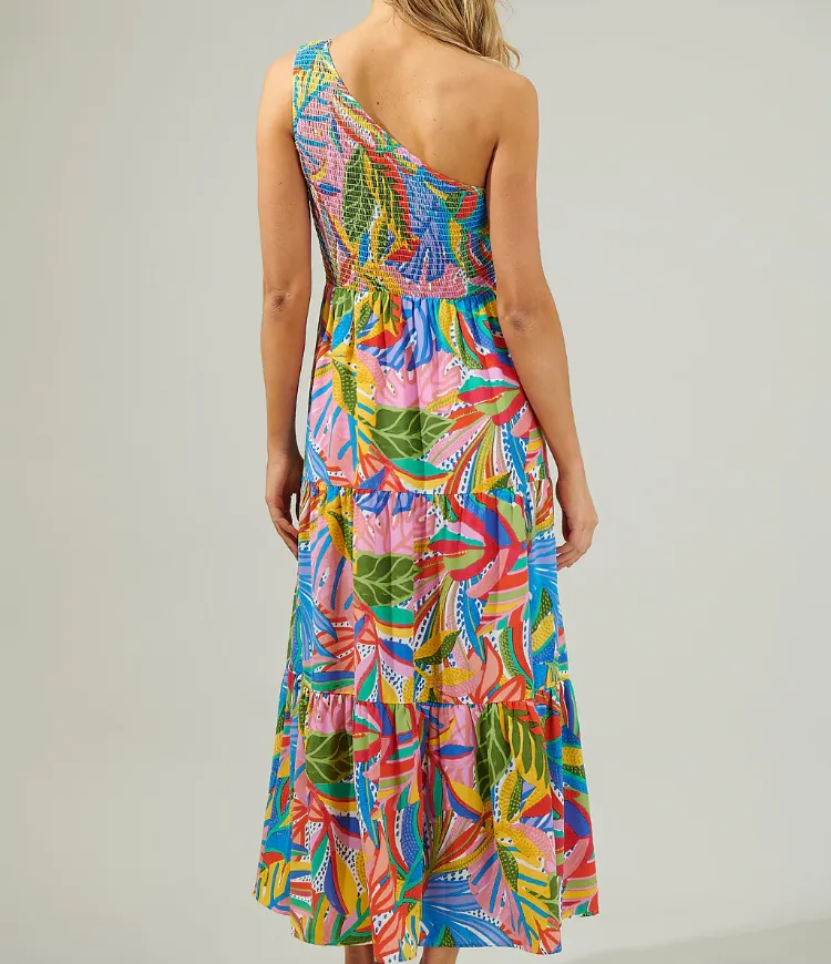 SUGARLIPS NEW GUINEA SMOCKED ONE SHOULDER DRESS