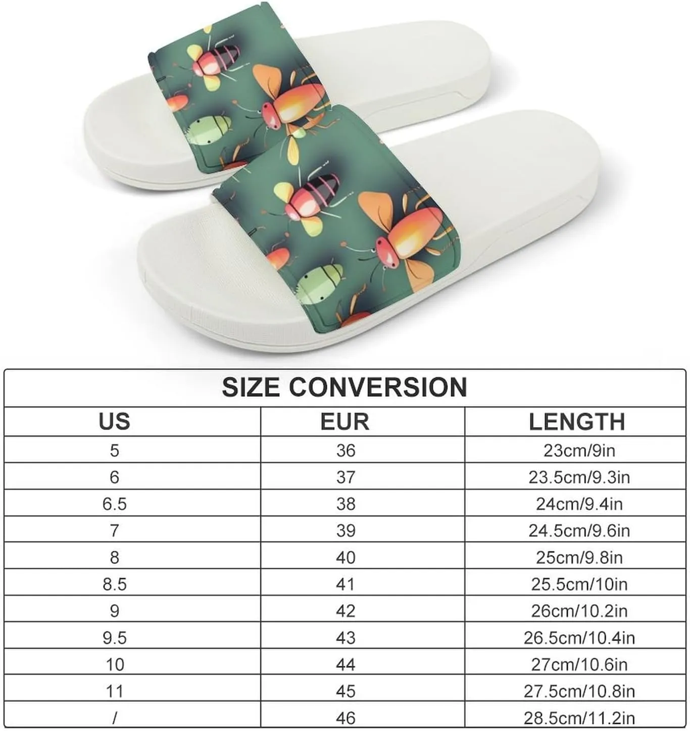 Summer Womens Slipper Home Slippers Insect Atlas Non-slip Shower Sandals Fashion Sandles for Men