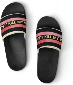 Summer Womens Slipper Home Slippers Stripe Don't Kill My Vibe Non-slip Shower Sandals 43 (265mm) Fashion Sandles for Men