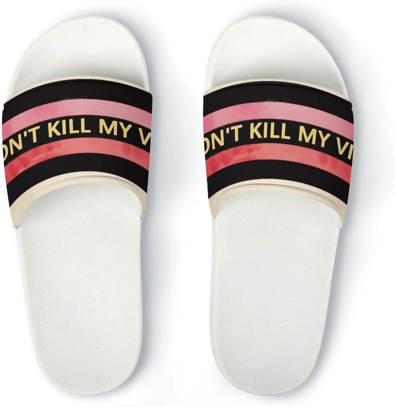 Summer Womens Slipper Home Slippers Stripe Don't Kill My Vibe Non-slip Shower Sandals Fashion Sandles for Men