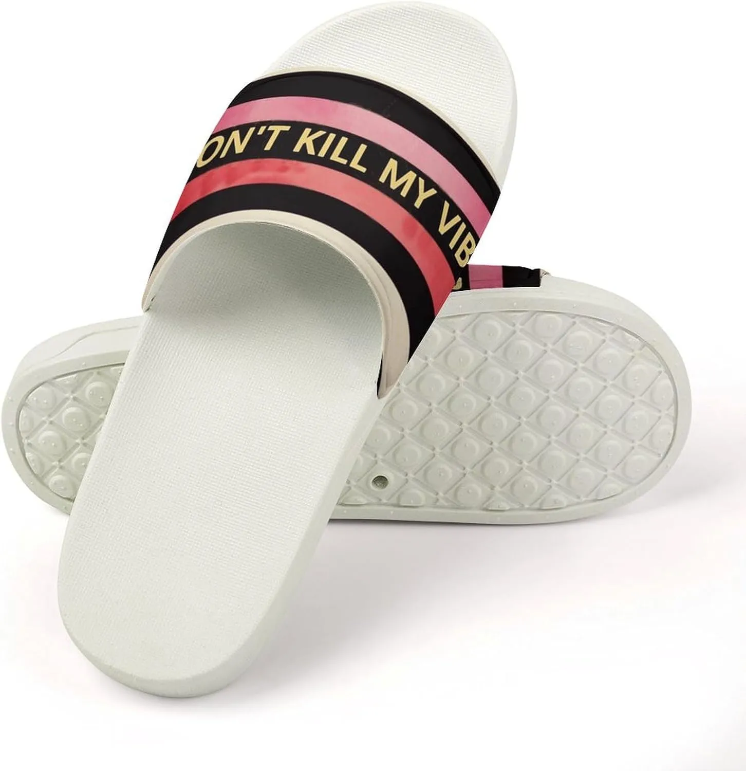 Summer Womens Slipper Home Slippers Stripe Don't Kill My Vibe Non-slip Shower Sandals Fashion Sandles for Men