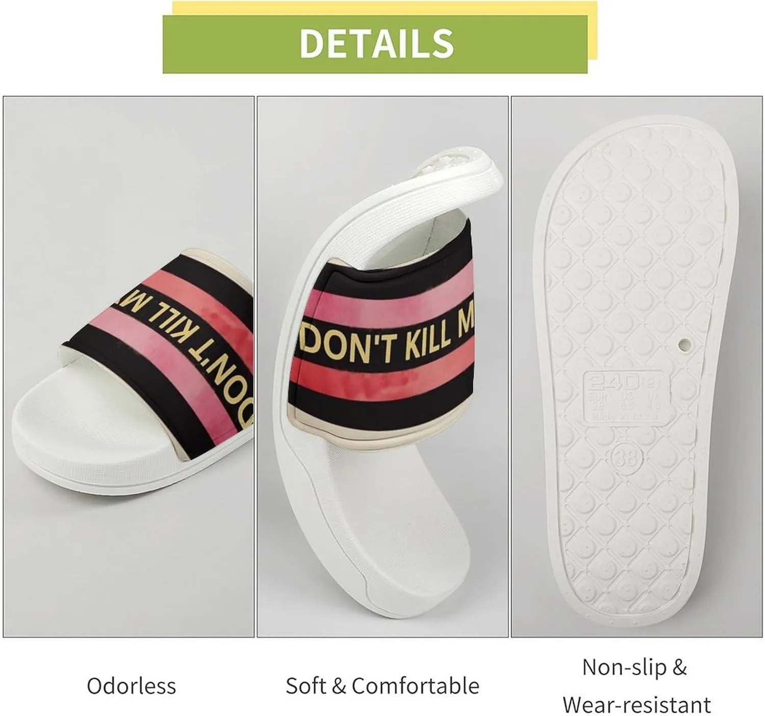 Summer Womens Slipper Home Slippers Stripe Don't Kill My Vibe Non-slip Shower Sandals Fashion Sandles for Men