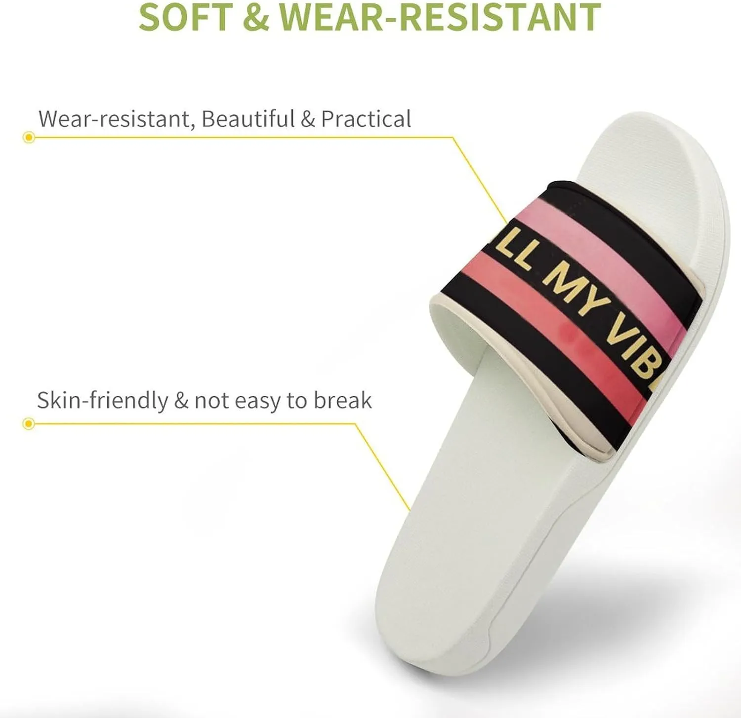 Summer Womens Slipper Home Slippers Stripe Don't Kill My Vibe Non-slip Shower Sandals Fashion Sandles for Men