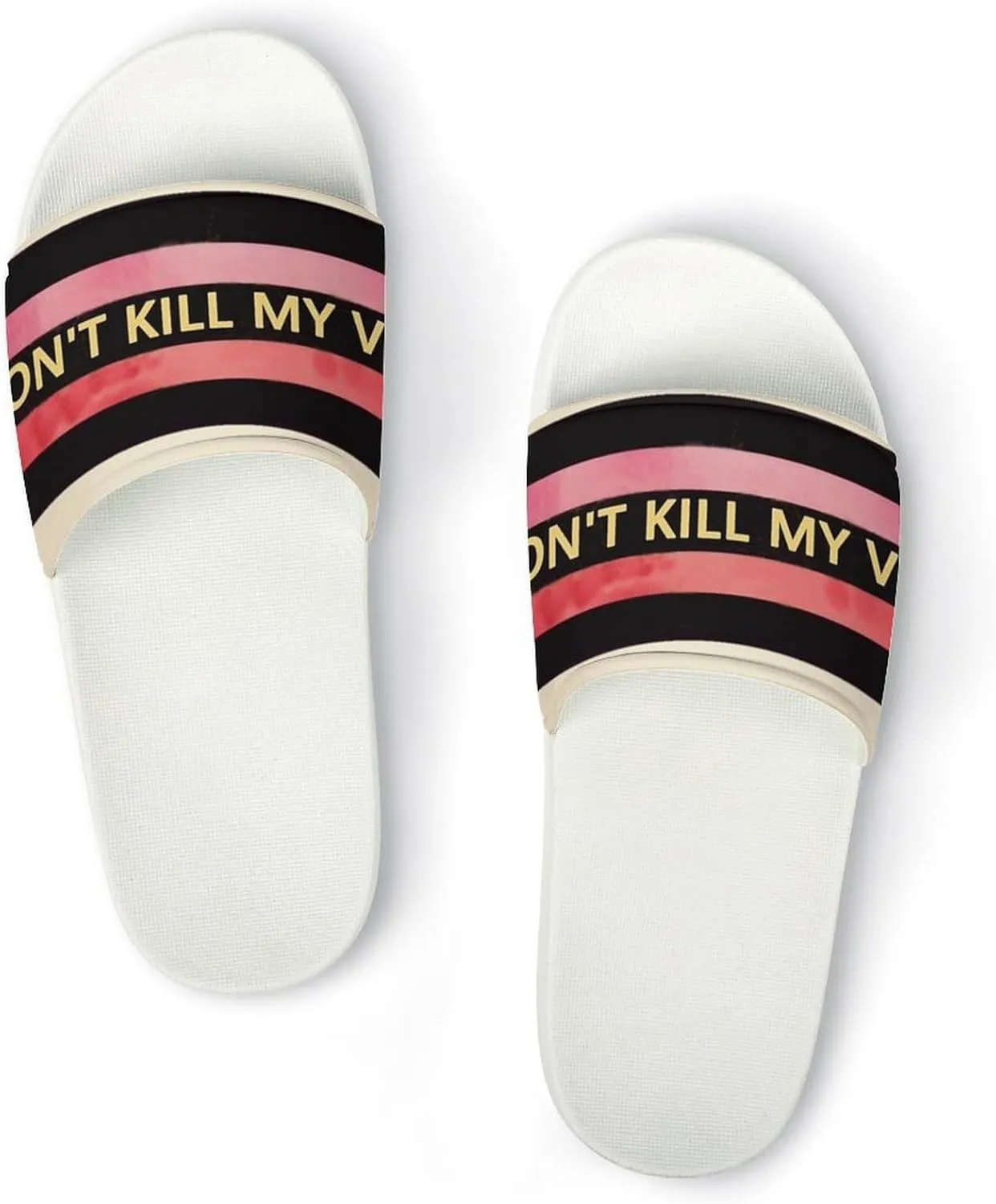 Summer Womens Slipper Home Slippers Stripe Don't Kill My Vibe Non-slip Shower Sandals Fashion Sandles for Men