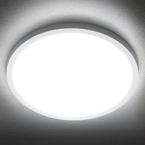 SunRider LED Flush Mount Ceiling Light Fixture, 6000K Cool White, 2400LM, 12 Inch 24W Modern Round Flat Lights, 240W Equiv. Panel Lamp, Non-Dimmable