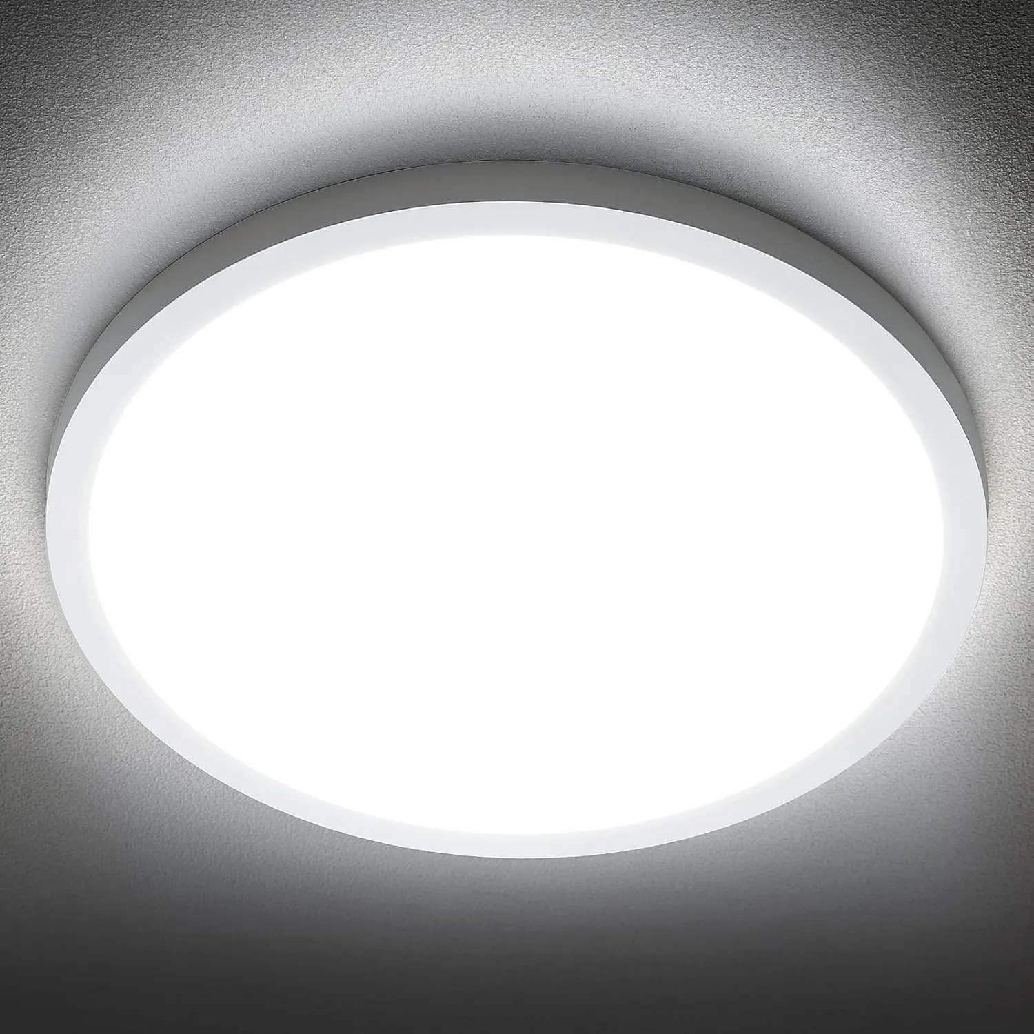 SunRider LED Flush Mount Ceiling Light Fixture, 6000K Cool White, 2400LM, 12 Inch 24W Modern Round Flat Lights, 240W Equiv. Panel Lamp, Non-Dimmable