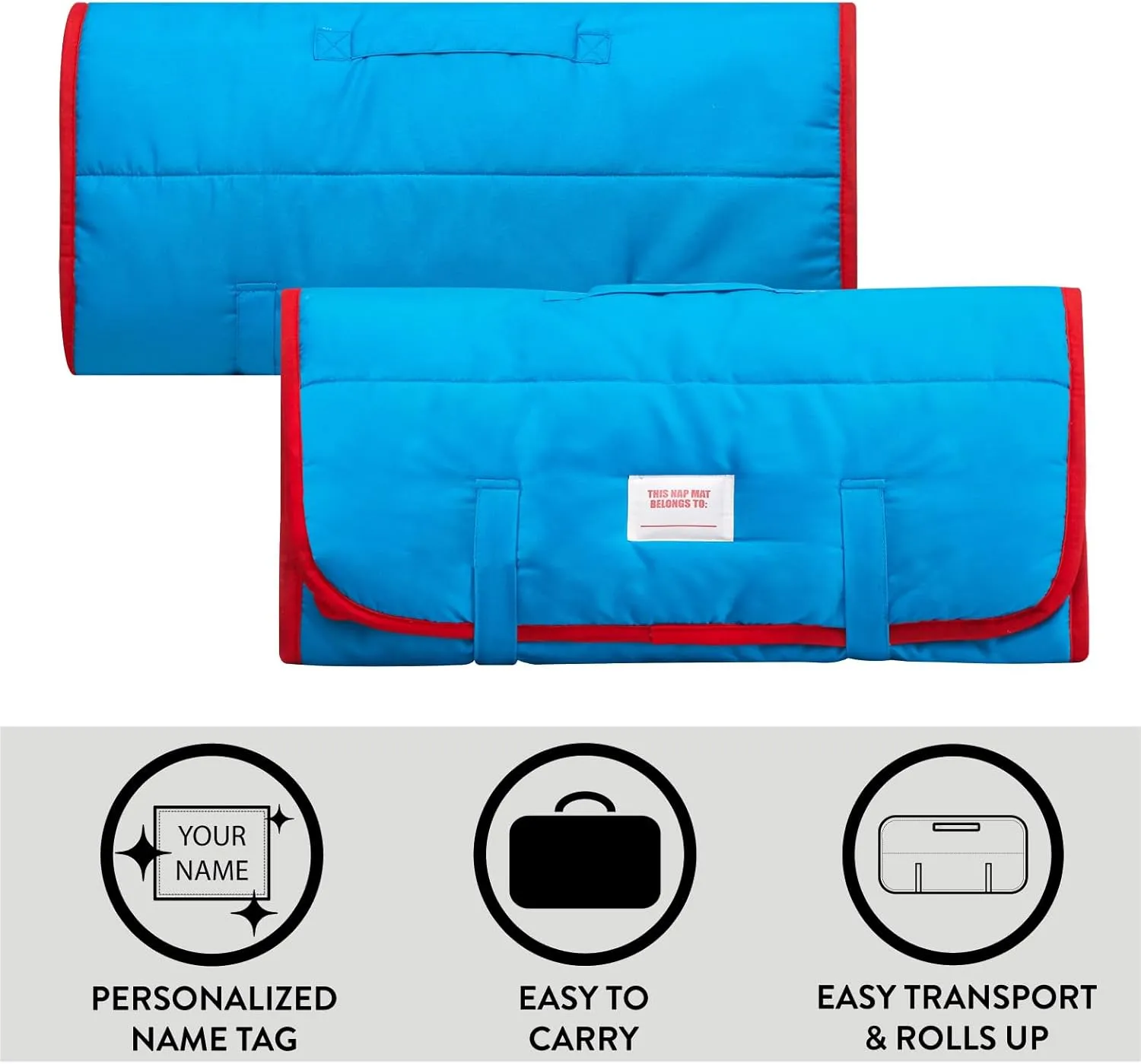 Super Soft Plush Toddler Quilted Nap Mat with Built in Blanket and Pillow