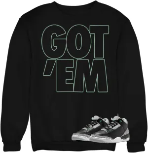 Sweatshirt To Match Jordan 3 Green Glow Sneakers, Men's Graphic Sweatshirts
