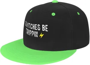Switches Be Trippin Flat Bill Hats Snapback Hat Brim Baseball Cap for Men Adjustable,Green