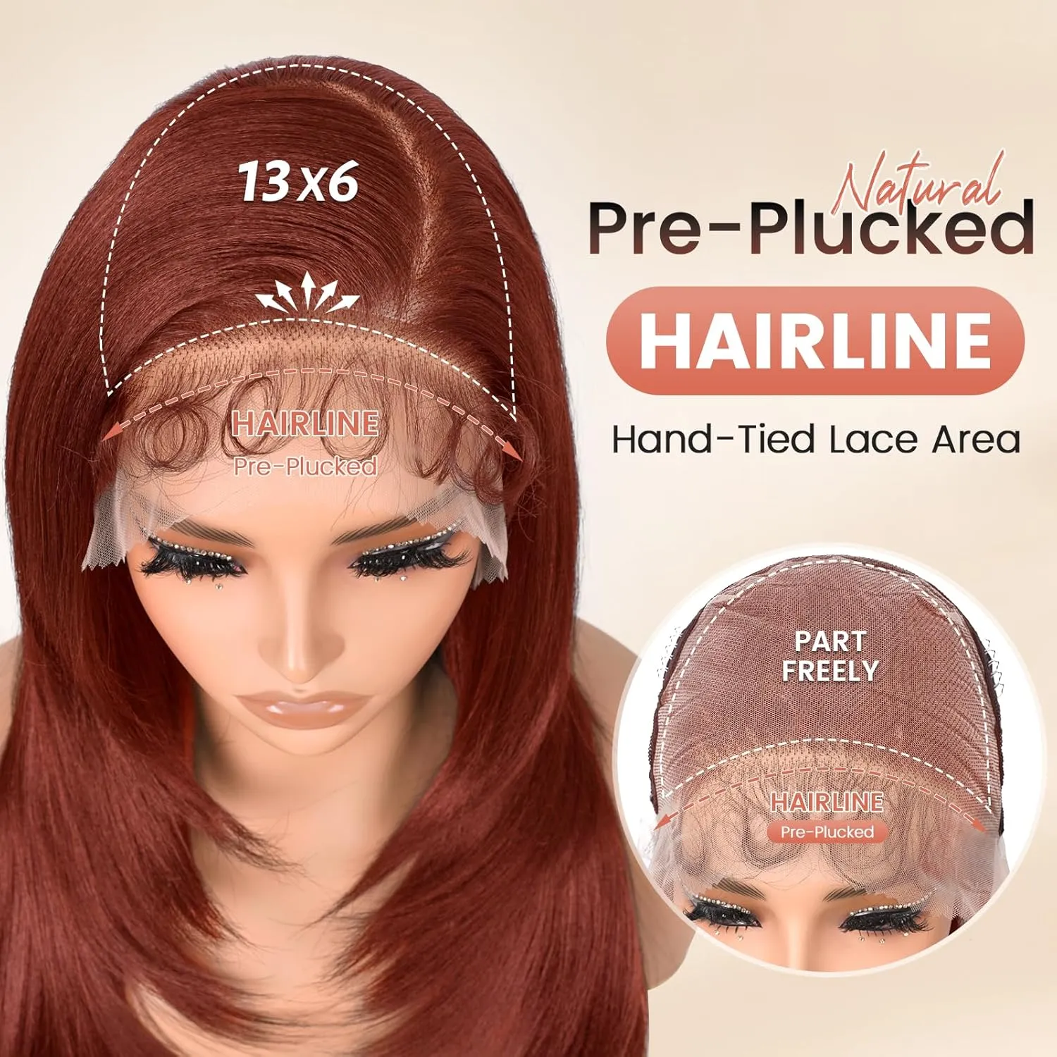 Synthetic Lace Front Wig 13x6 HD Glueless Lace Frontal Wig Pre Plucked Hairline with Baby Hair Long Yaki Straight Layered Lace Wigs for Black Women Daily Use (35, 24 Inch)