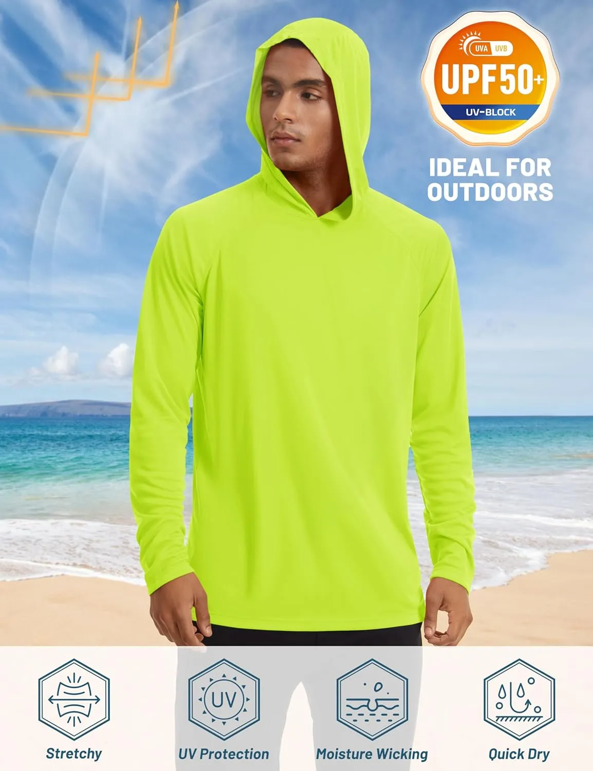 TACVASEN Men’s Sun Protection Shirts UPF 50  Rash Guard for Men Long Sleeve Lightweight SPF UV Hoodie Swimming Hiking