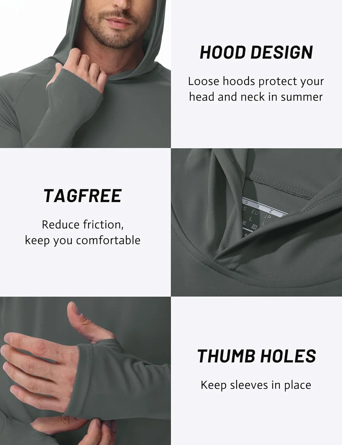 TACVASEN Men’s Sun Protection Shirts UPF 50  Rash Guard for Men Long Sleeve Lightweight SPF UV Hoodie Swimming Hiking