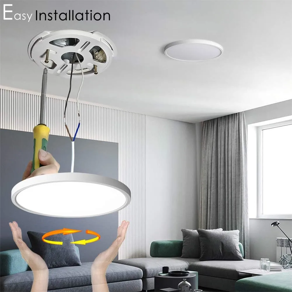 TALOYA LED Ceiling Light Living Room White, 15.8 Inch Thin Flat Modern Flush Mount Lighting Fixture for Bedroom,5 Color Temperatures in 1, 24w Round 0.94 Inch Thickness