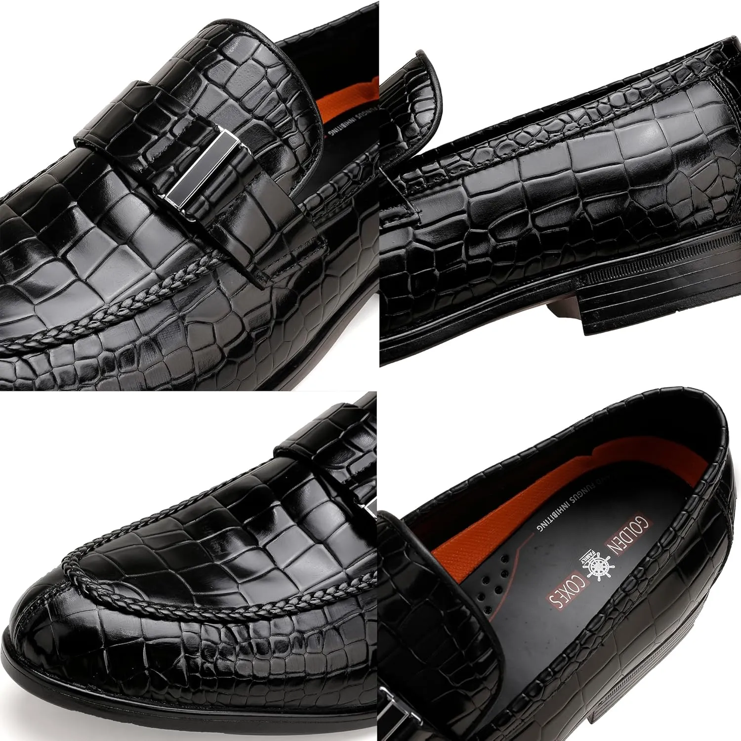 Tassel Loafer for Mens, Casual Crocodile Printed Tassel Dress Shoes Leather Slip-on Penny Loafer for Men