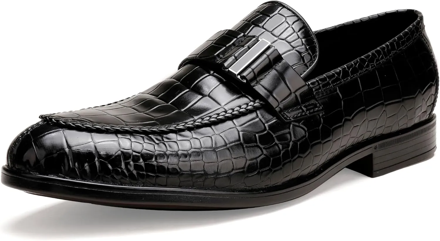 Tassel Loafer for Mens, Casual Crocodile Printed Tassel Dress Shoes Leather Slip-on Penny Loafer for Men