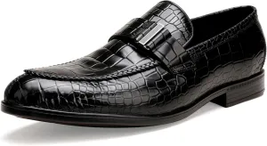 Tassel Loafer for Mens, Casual Crocodile Printed Tassel Dress Shoes Leather Slip-on Penny Loafer for Men
