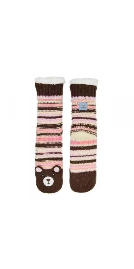 Teddy Bear Sherpa Lined Slipper Sock - Mustang