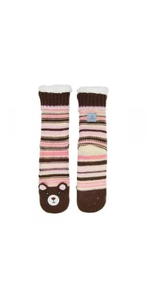 Teddy Bear Sherpa Lined Slipper Sock - Mustang