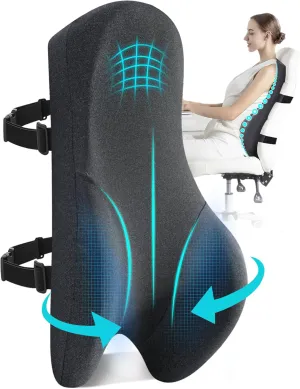 Teemour High Back Support Pillow for Office Chair, Fully Support Entire Back Cushion Pain Relief Promotes Posture- Memory Foam Lumbar Support Pillow for Offfice Chair, Desk, Gaming, Recliner Chair