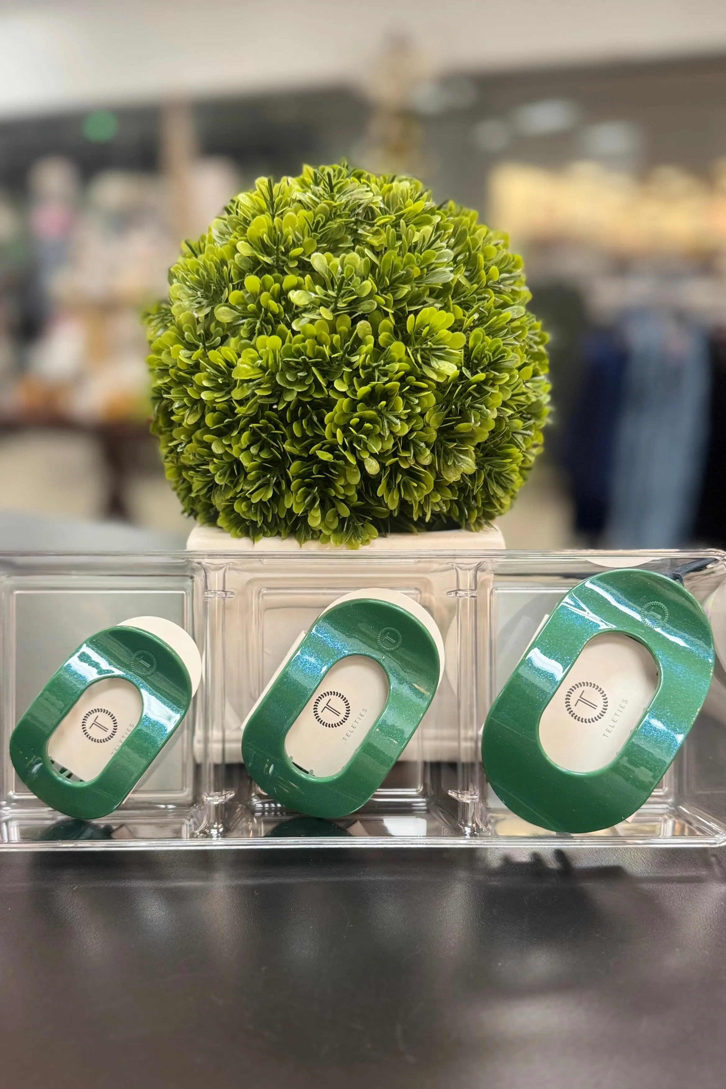 Teleties Mistletoe Green Round Flat Hair Clip (Choose your size)