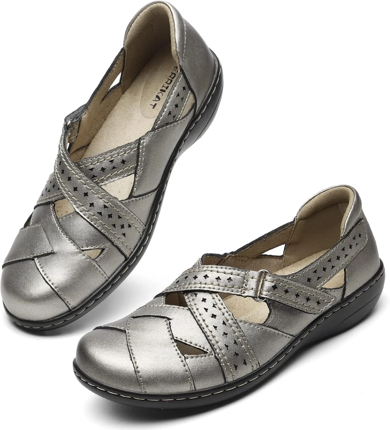 TERRIKAT Women's Casual Loafers Cute Slip On Comfort Walking Flats Leather Driving Moccasins Fashion Closed Toe Boat Shoes
