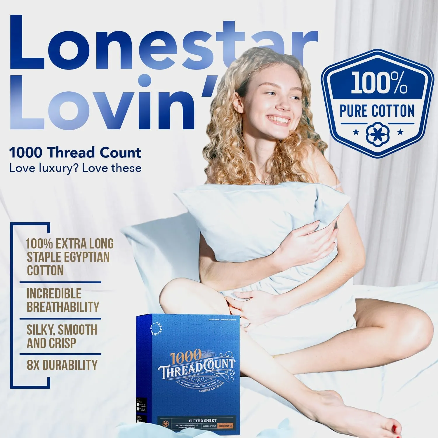Texas Linen Co. Luxury Egyptian Cotton Queen Fitted Sheet - 1000 Thread Count 16" Deep Pocket, Soft, Cooling Sateen Weave, Extra Long Staple Queen Size Fitted Sheet - Sand