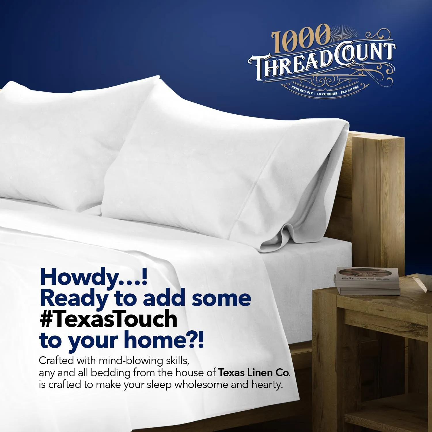 Texas Linen Co. Luxury Egyptian Cotton Queen Fitted Sheet - 1000 Thread Count 16" Deep Pocket, Soft, Cooling Sateen Weave, Extra Long Staple Queen Size Fitted Sheet - Sand