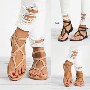 Thin Belt Clip Flat Flat Large Size Women's Sandals
