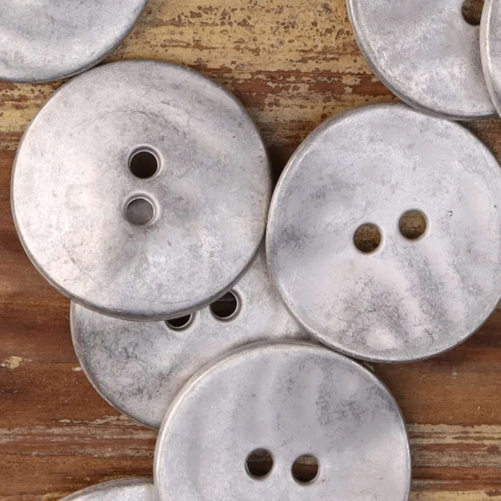 Thin Misty Gold Antique Bronze Metal Two-Hole Buttons 25 Pack