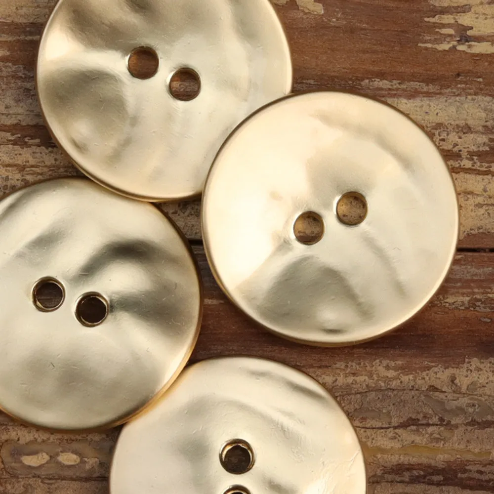 Thin Misty Gold Antique Bronze Metal Two-Hole Buttons 25 Pack