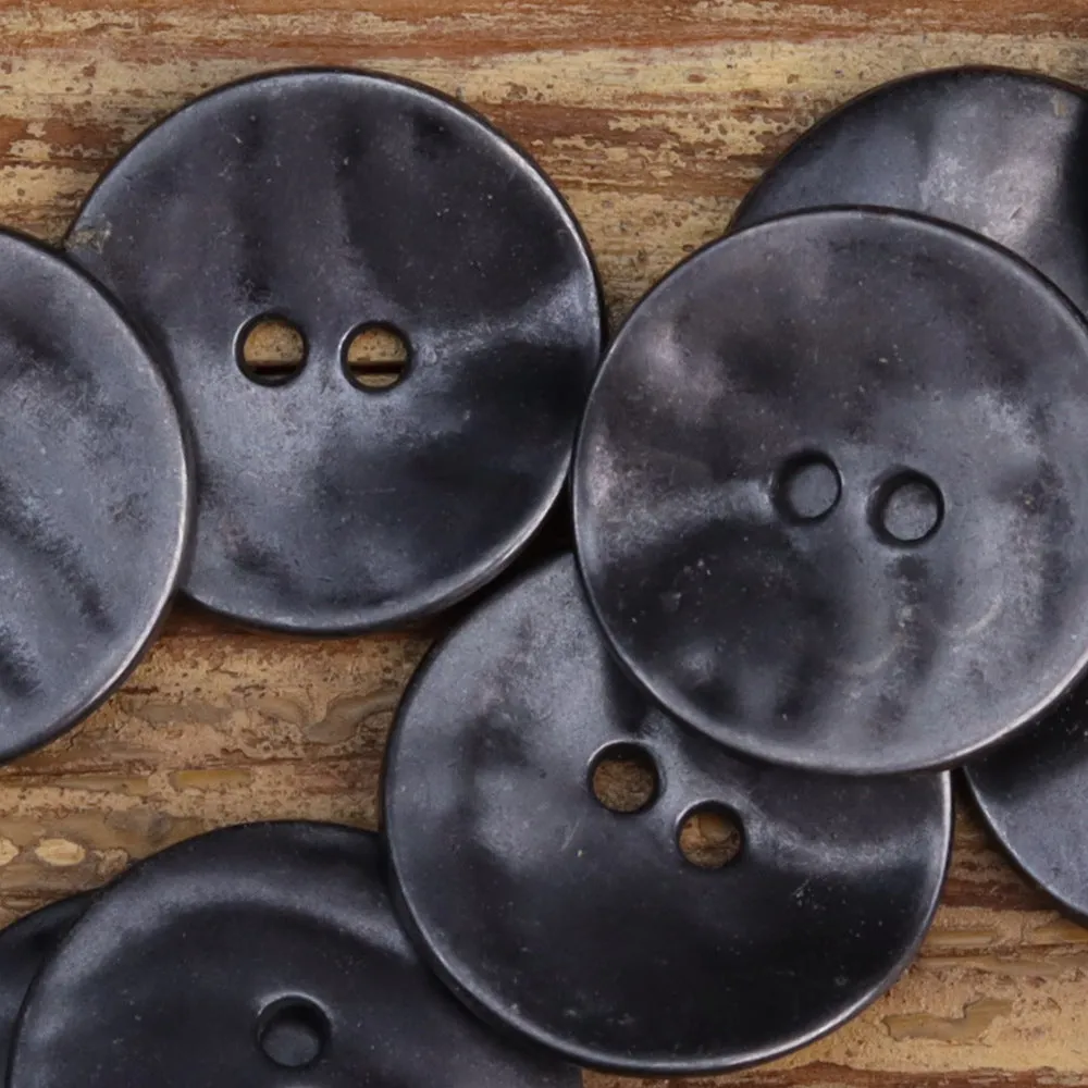 Thin Misty Gold Antique Bronze Metal Two-Hole Buttons 25 Pack
