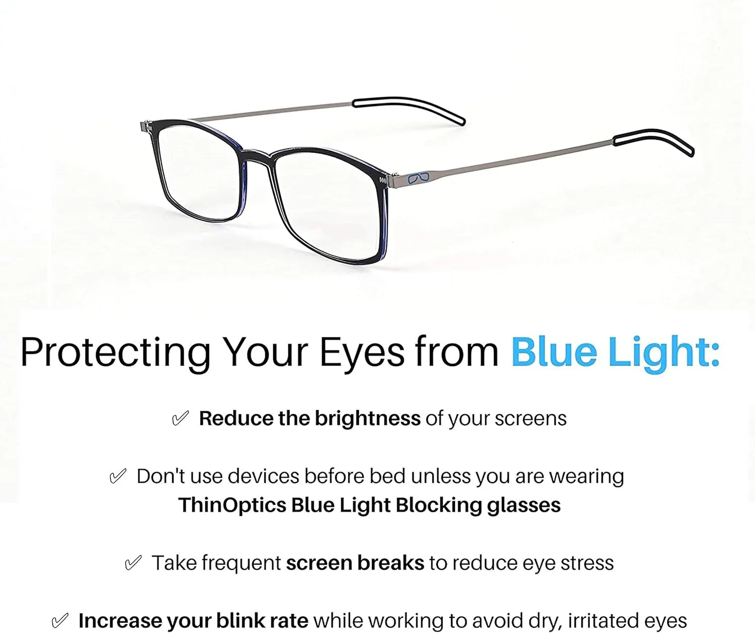 ThinOptics Frontpage Blue-Light Blocking Computer Reading Glasses and Milano Aluminum Case