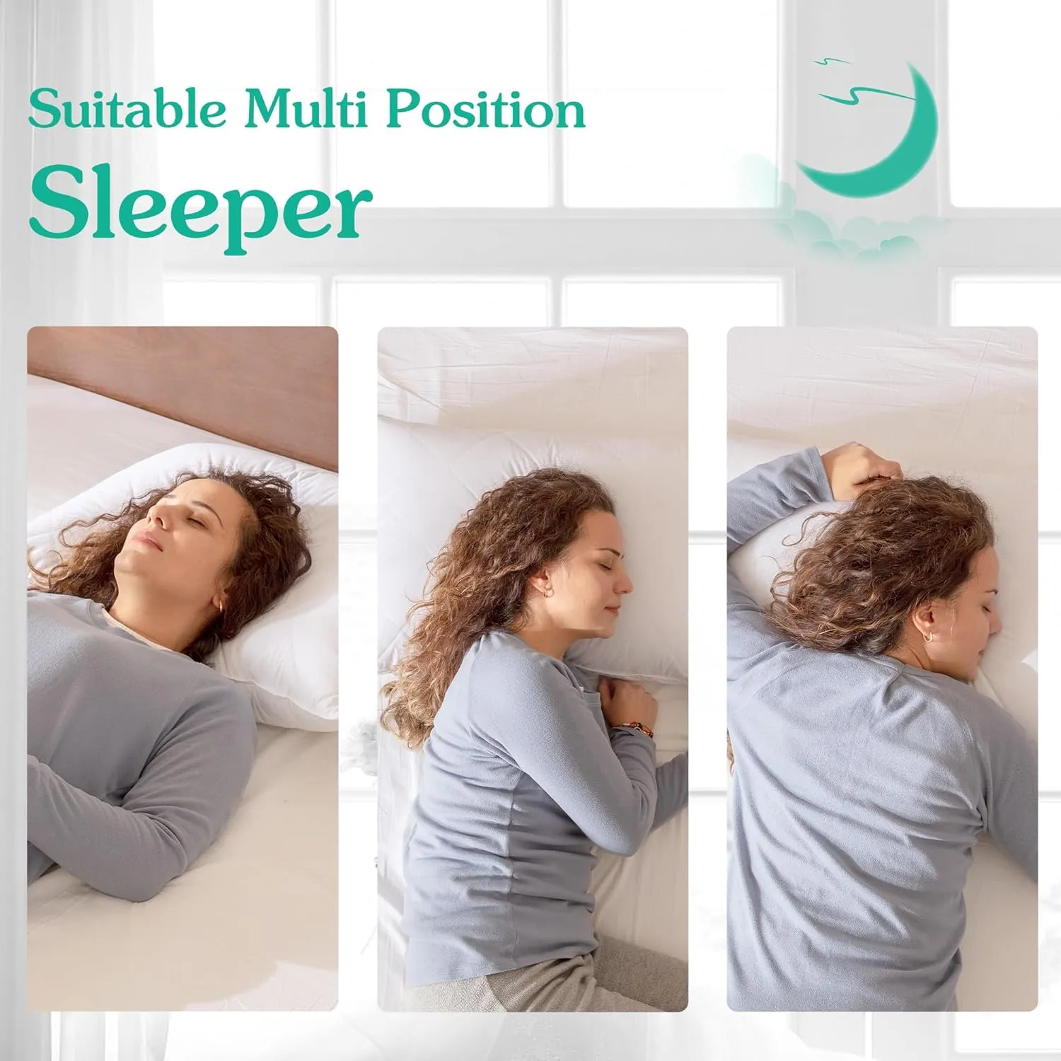 Three Geese White Goose Feather and Polyester Bed Pillows Queen/Standard Size Set of 1- Soft 600 Thread Count 100% Cotton, Medium Firm,Soft Support, White Solid