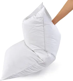 Three Geese White Goose Feather and Polyester Bed Pillows Queen/Standard Size Set of 1- Soft 600 Thread Count 100% Cotton, Medium Firm,Soft Support, White Solid